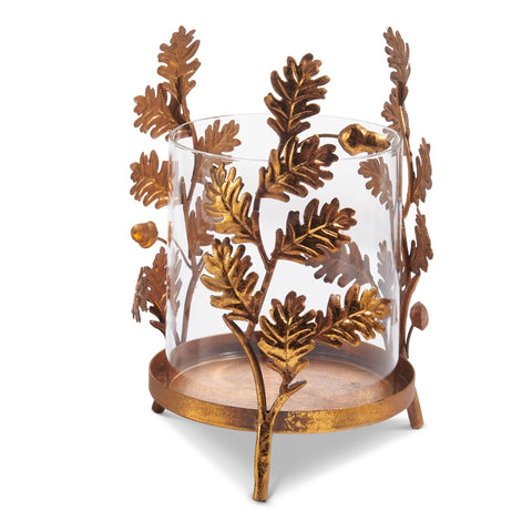 8.5-inch, Gold Oak Leaf Base with Glass Insert 451166