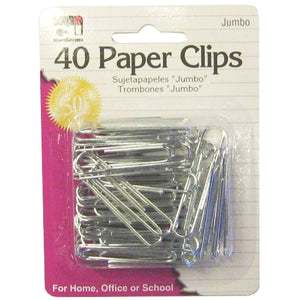 40-Count Silver Jumbo Paper Clips 80550