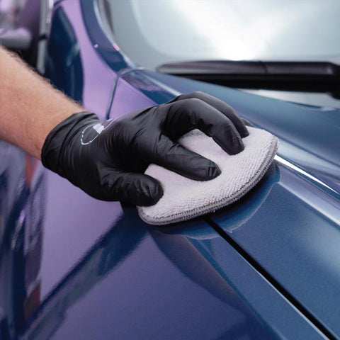 Viking 2-pack gray microfiber applicator pads on car hood