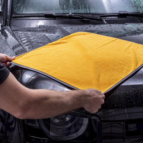Using 4 square foot Viking Orange Microfiber Car Drying Towel 