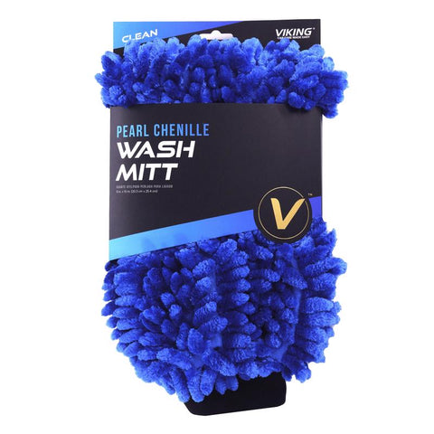Viking Blue Chenille Wash Mitt in package