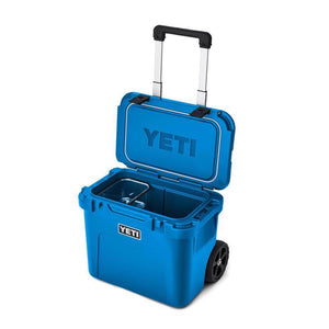 Big Wave Blue Yeti Roadie 32 wheeled cooler open