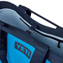 Yeti Camino Carryall tote bag in big wave blue showing hook closure