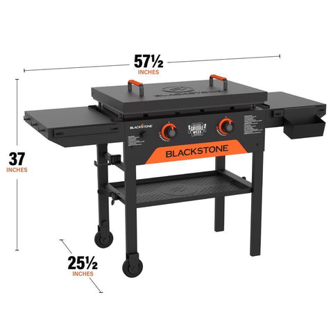 Blackstone Original 2-Burner Outdoor Griddle showing dimensions
