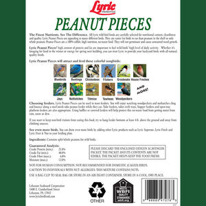 Lyric Peanut Pieces wild bird food showing back of package