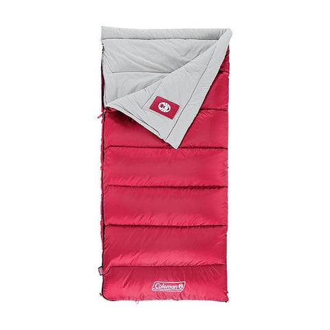 Autumn Glen 50F Sleeping Bag purplish red and grey with a corner turned down