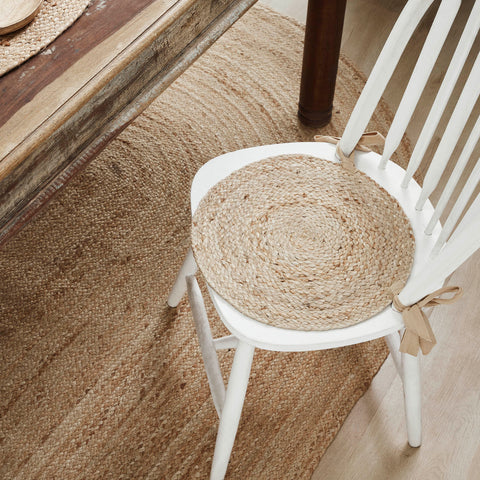 Victorian Heart Natural Jute Chair Pad on chair