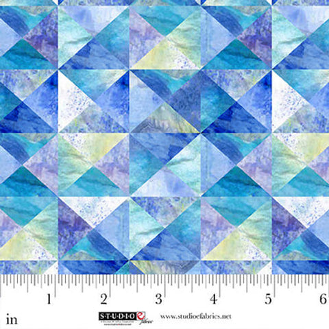 blue, Air Mail Collection Geometric Print Cotton Fabric 8502