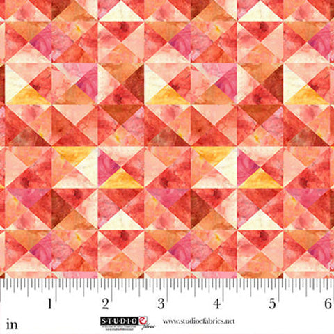 orange, Air Mail Collection Geometric Print Cotton Fabric 8502