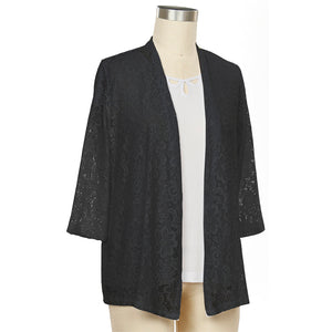 Black Opposites Attract 3/4 Sleeve Lace Cardigan