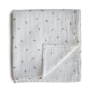 Leaves Organic Cotton Muslin Swaddle Blanket