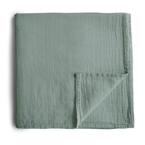 Roman Green Organic Cotton Muslin Swaddle Blanket