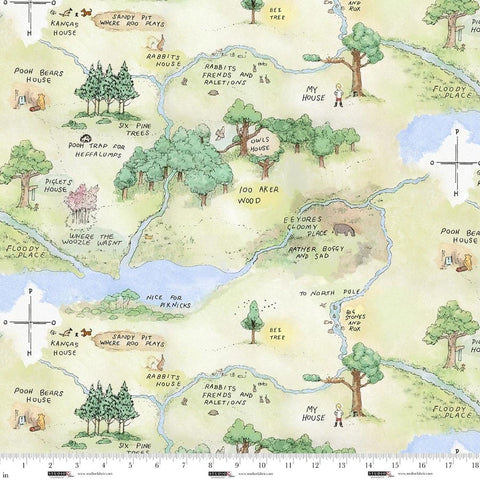 map, Classic Winnie Collection Cotton Fabric 87