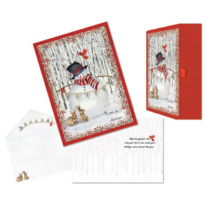 Joyful Snowman Glitter Christmas Cards with Keepsake Box 87150