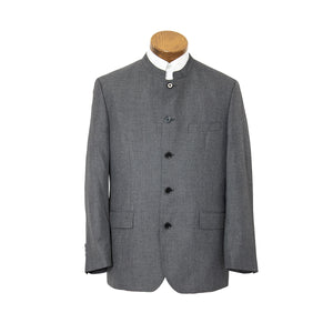 Weaverland Collection men's plain suit with clerical collar in heathered charcoal gray