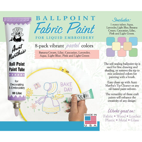 8-Pack Pastel Ballpoint Fabric Paint 888