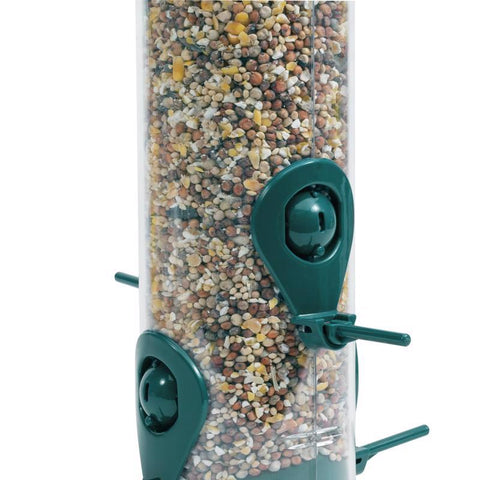 Birdseed in Perky-Pet Plastic Tube Finch Feeder