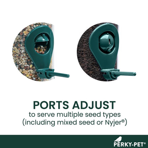 Perky-Pet Plastic Tube Finch Feeder ports showing adjustment