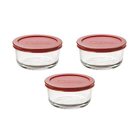 6-Piece Round Glass Food Storage Container Set 91554L20