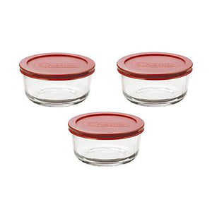 Glass Storage Containers with Lids, Set of 6 Round Glass Food Storage