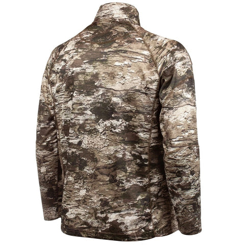 Back of Huntworth men's Gadsden Quarter-Zip Lightweight camo hunting shirt