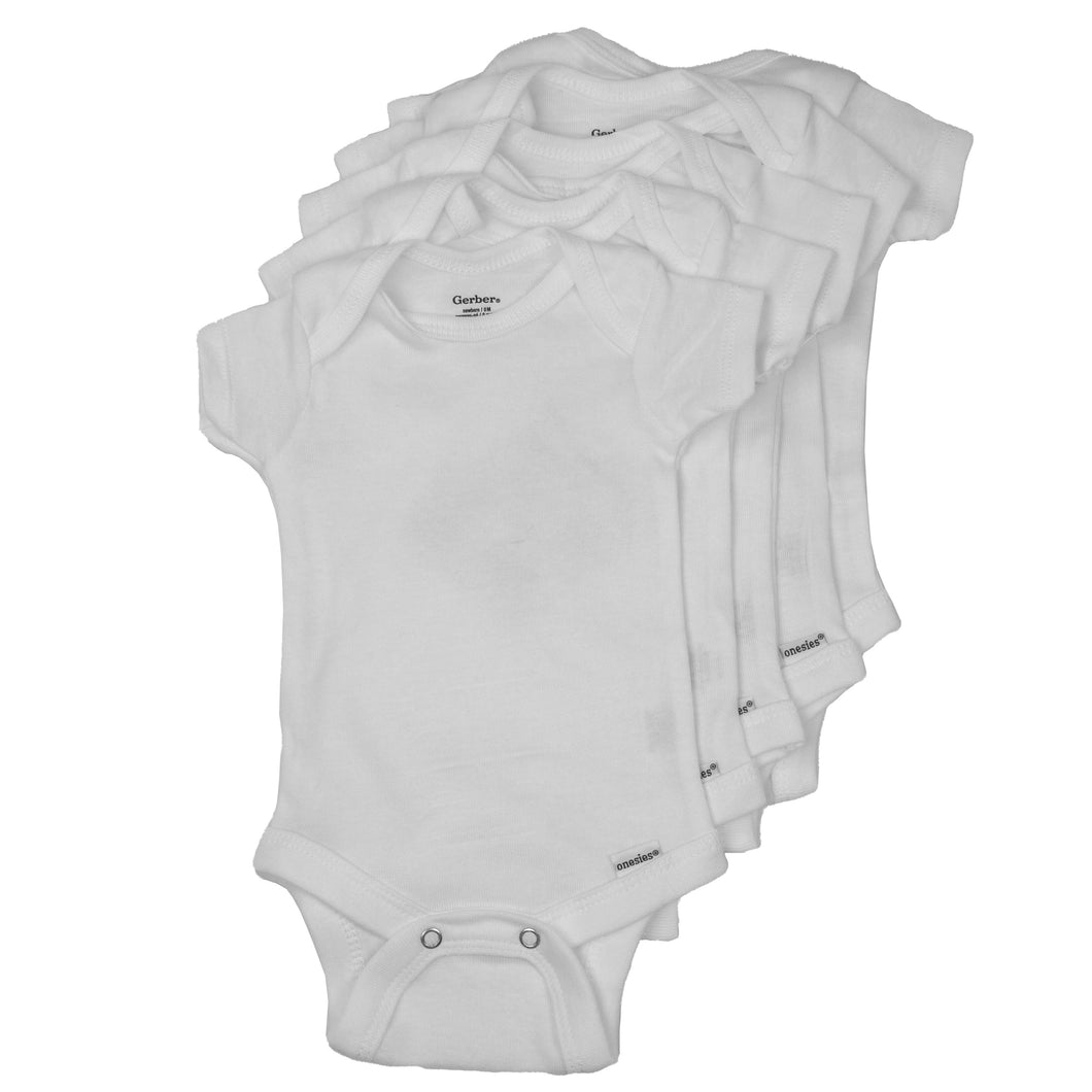 Gerber Newborn Short Sleeve White Bodysuit 5-Pack 923195060101
