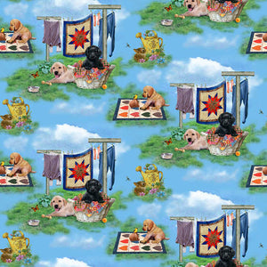 Pups in the Garden Collection Cotton Fabric 9337