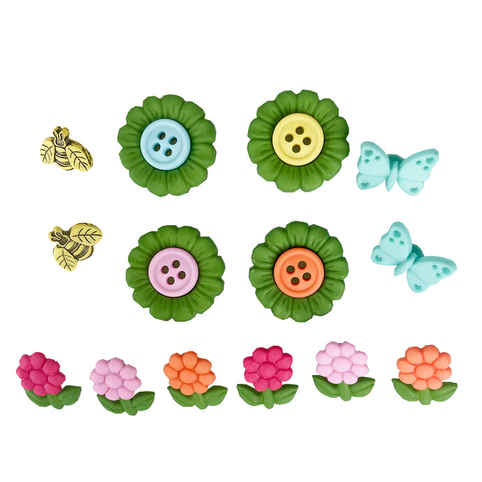 Flower and bug buttons
