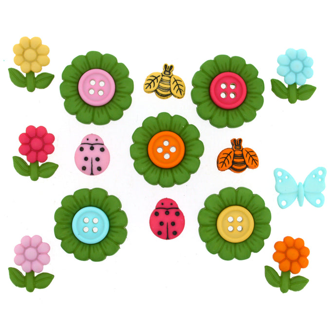 Flower and bug buttons.