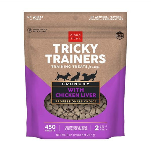 Tricky Trainers Crunchy Training Treats with Liver package
