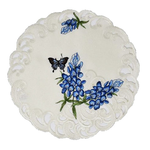 Blue Bonnet & Butterflies Doily