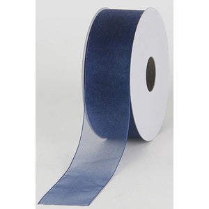 navy, Mono Edge Organza Ribbon by the Yard 1 1/2 inch 9528