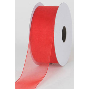 red, Mono Edge Organza Ribbon by the Yard 1 1/2 inch 9528