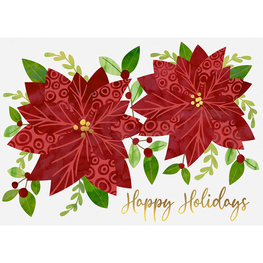 Patterned Poinsettias Christmas Boxed Cards 963300