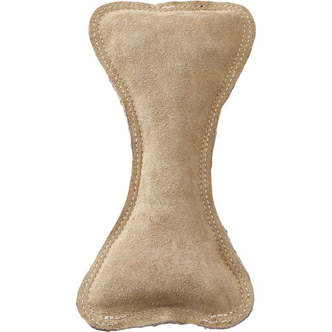 9 in. Dura-Fused Leather Bone Dog Toy with Squeaker