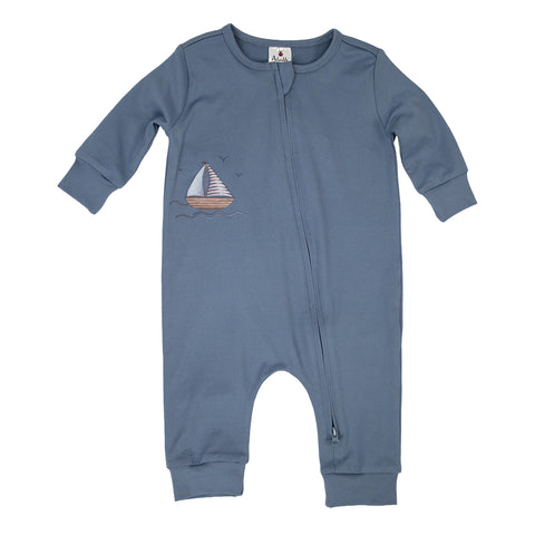 blue, Boys' Long-Sleeve Knit Body Suit A111