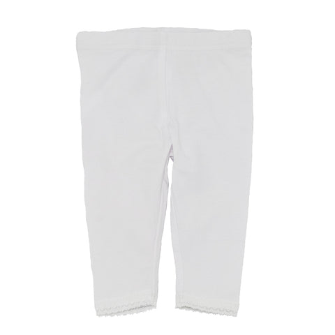 White Girls' Lace Edge Leggings A1230