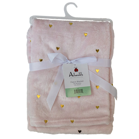 Fleece Gold Heart Throw A150