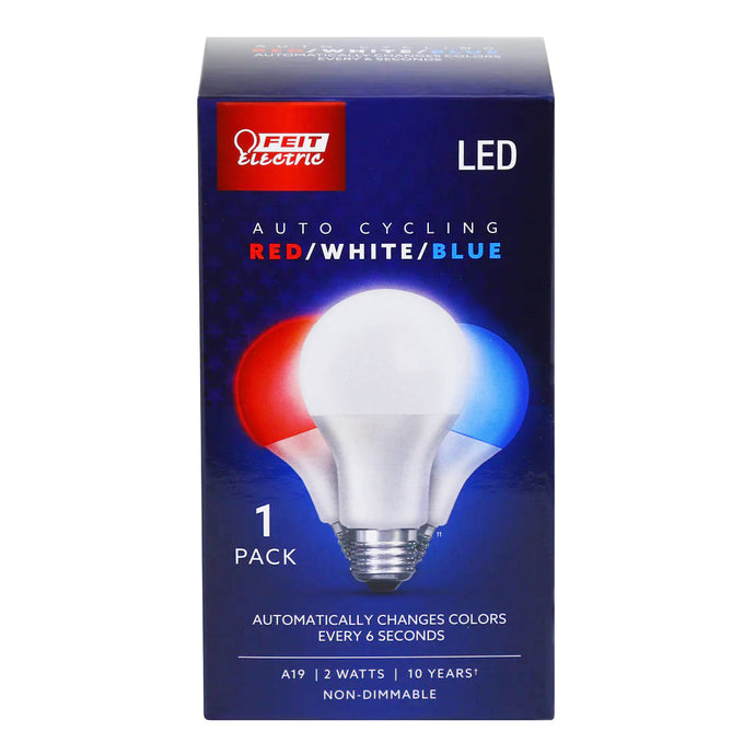 Red White Blue A19 LED Auto Cycling Light Bulb A19/RBW/LED/36