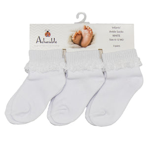 3-Pack Baby Ankle Socks with Lace A2003