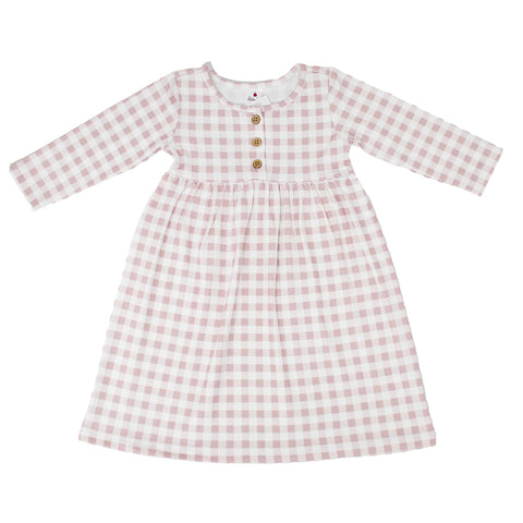 Girls' Plaid Knit Dress with Headband A3005