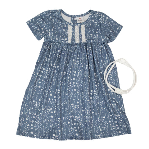 Girls' Floral Print Dress with Headband A3007