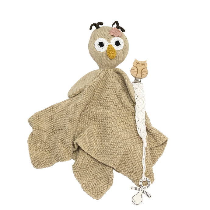Security Blanket with Pacifier Clip A423 owl