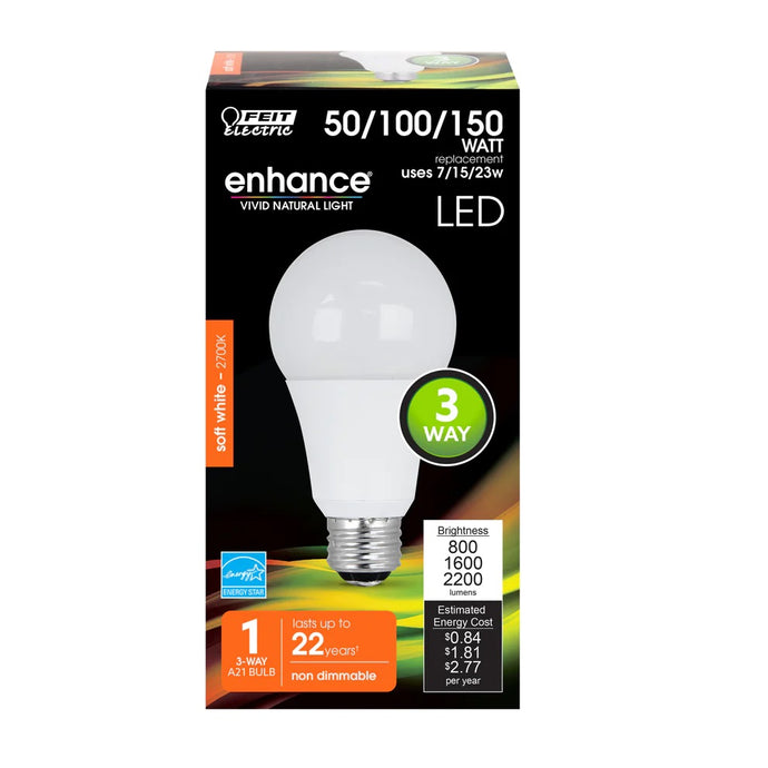 3-Way Soft White A21 LED Light Bulb A50/150/950CA