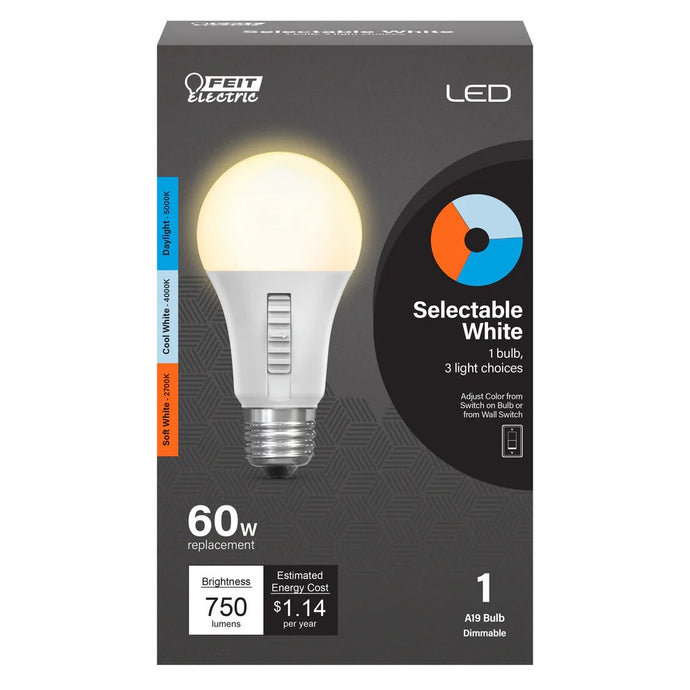 60W Selectable White A19 LED Light Bulb A800/CCT/LEDI