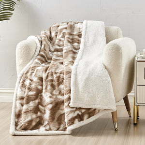 Taupe Alaska Sherpa Throw Blanket