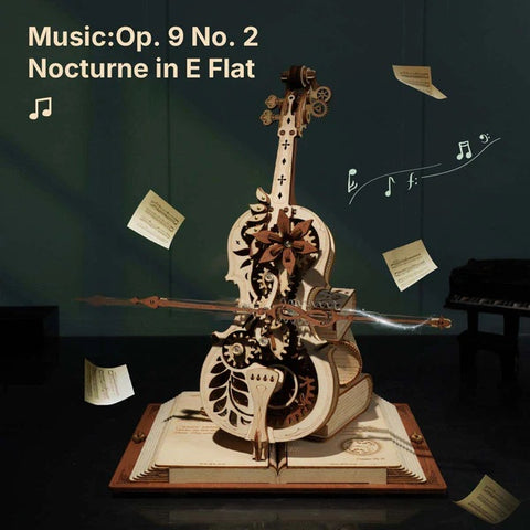 Magic Cello Mechanical Music Box 3D Wooden Puzzle AMK63