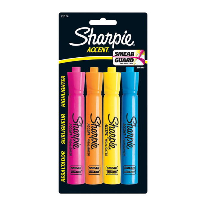 Accent Neon Color Assorted Fine Tip Highlighter 4 pk 25174
