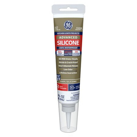 Advanced Silicone Kitchen & Bath Sealant Clear 2.8 oz Squeeze Tube