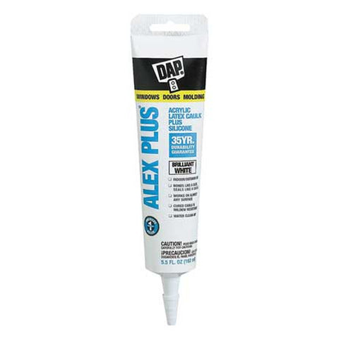 Alex Plus Acrylic Latex Caulk Plus Silicone White 5.5 Oz
